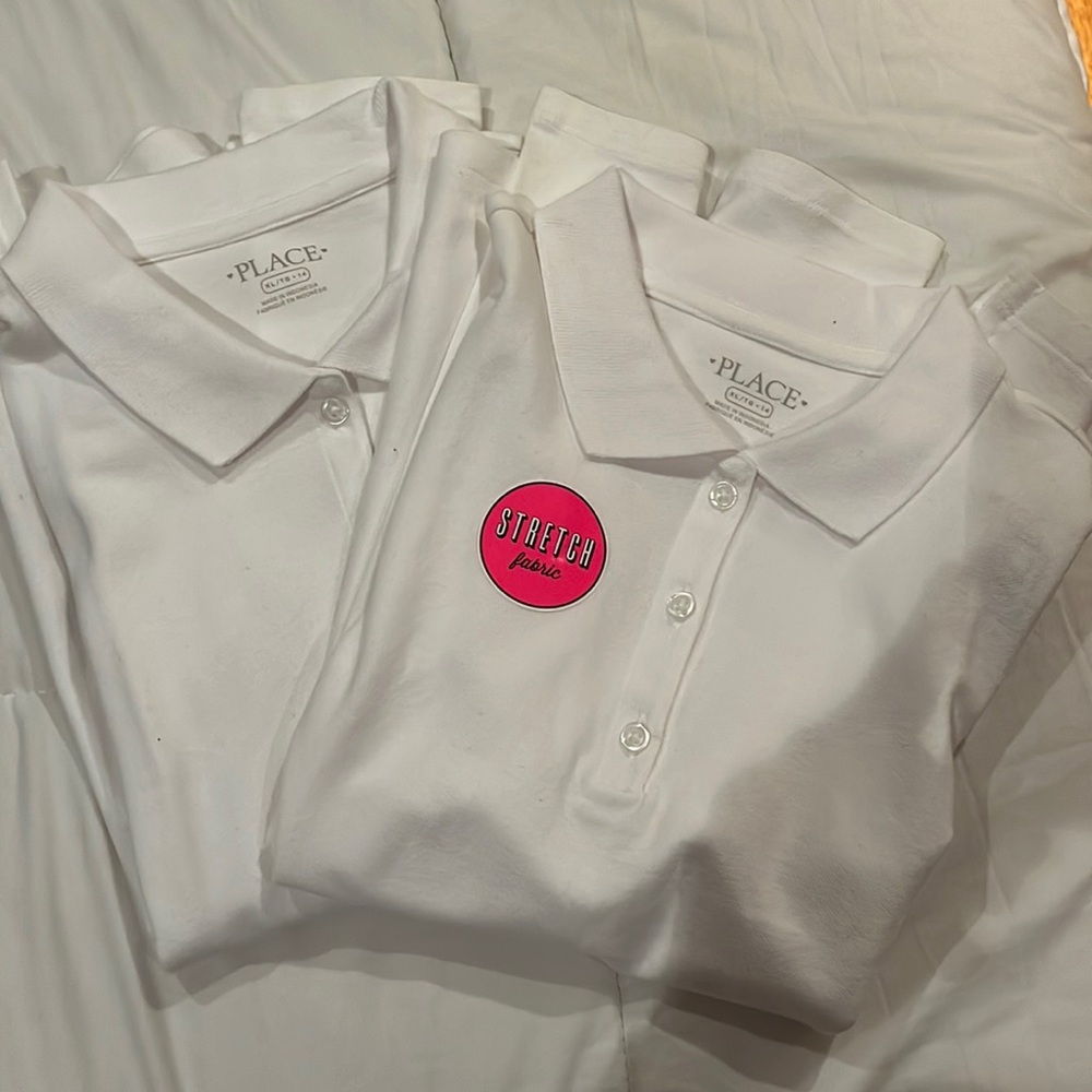 Children’s Place Girls Uniform white Long Sleeve Polo 2-Pack